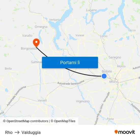 Rho to Valduggia map
