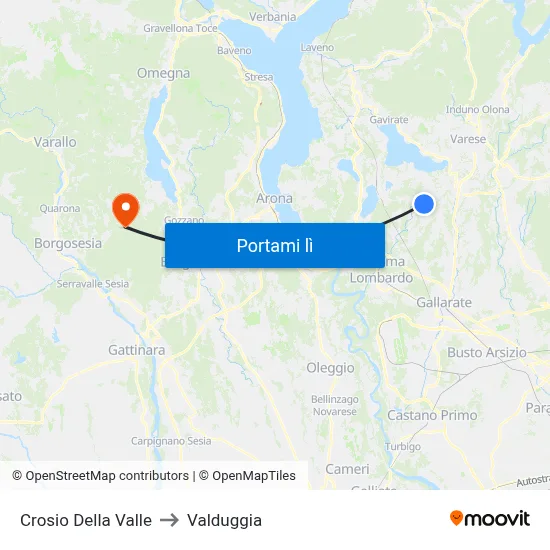 Crosio Della Valle to Valduggia map