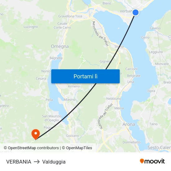 VERBANIA to Valduggia map