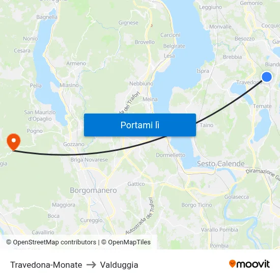 Travedona-Monate to Valduggia map
