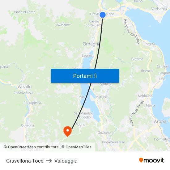 Gravellona Toce to Valduggia map