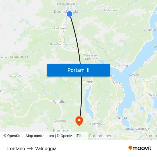 Trontano to Valduggia map