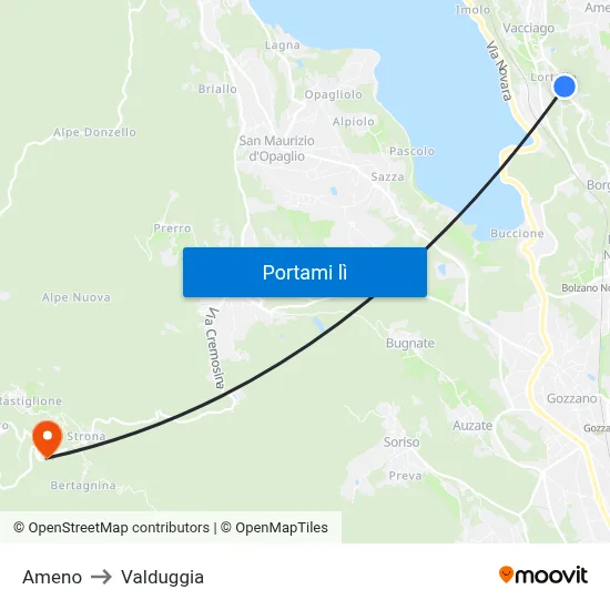 Ameno to Valduggia map