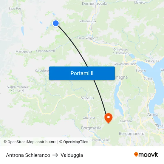 Antrona Schieranco to Valduggia map