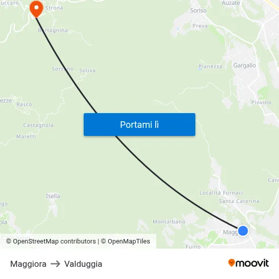 Maggiora to Valduggia map
