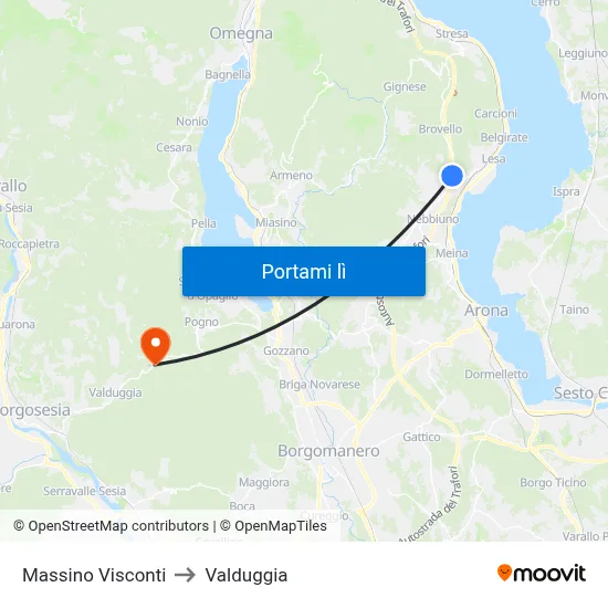 Massino Visconti to Valduggia map