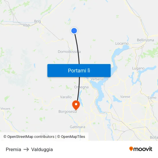Premia to Valduggia map