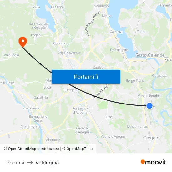 Pombia to Valduggia map