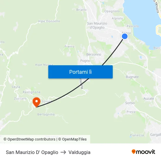 San Maurizio D' Opaglio to Valduggia map