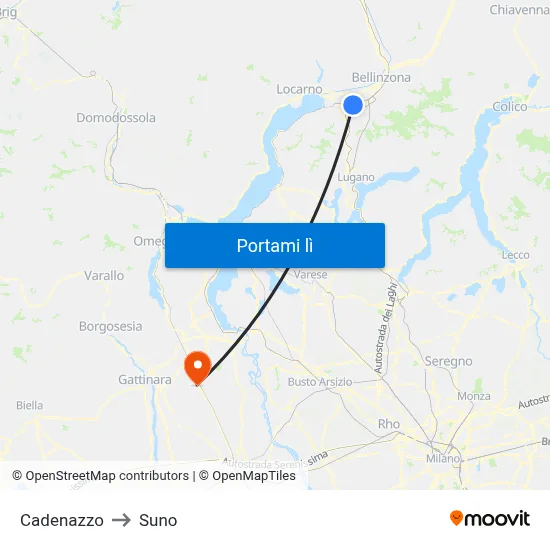 Cadenazzo to Suno map