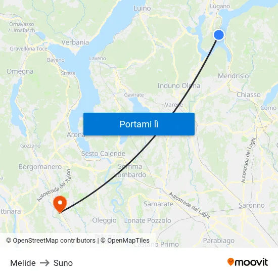 Melide to Suno map