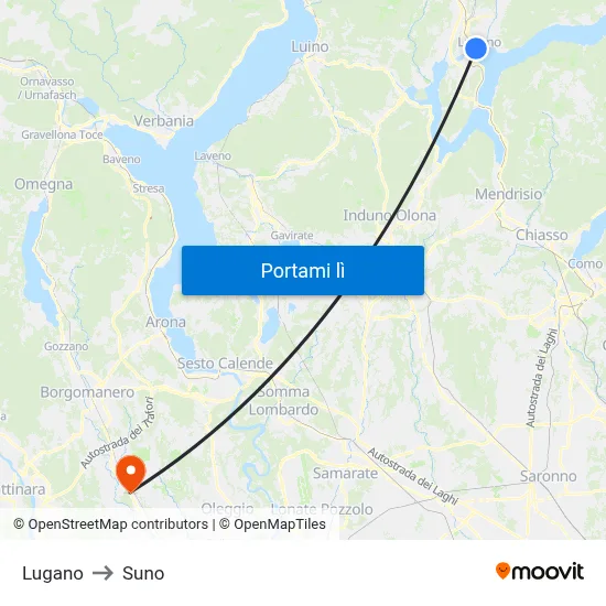 Lugano to Suno map