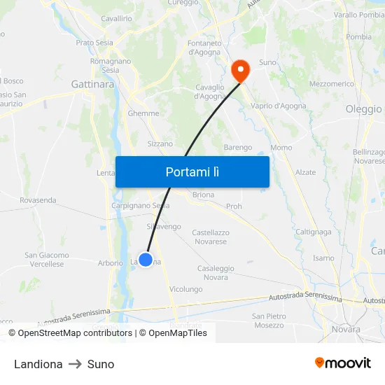 Landiona to Suno map