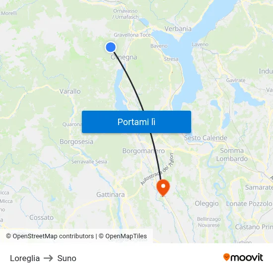 Loreglia to Suno map