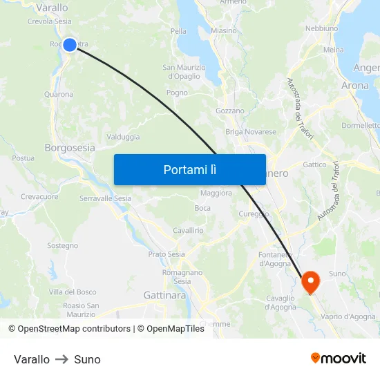 Varallo to Suno map