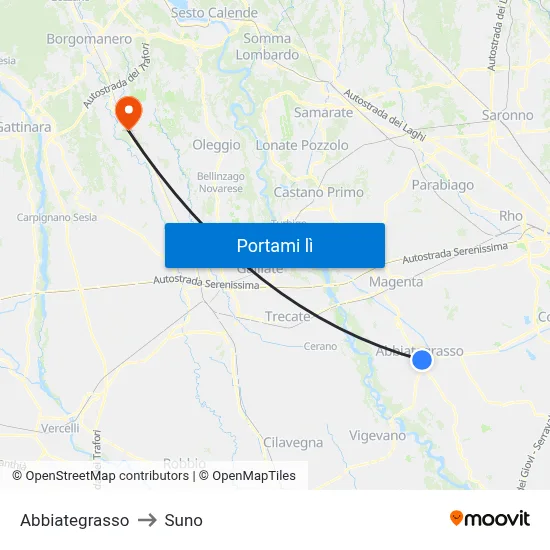 Abbiategrasso to Suno map
