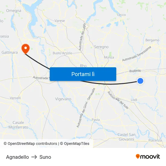 Agnadello to Suno map