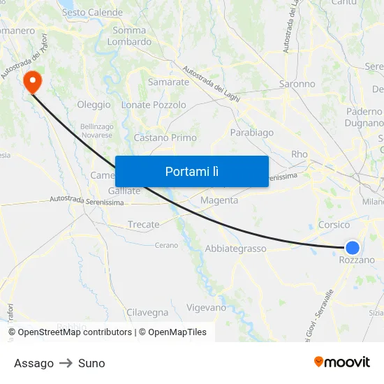 Assago to Suno map