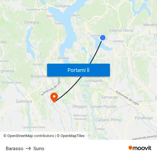 Barasso to Suno map