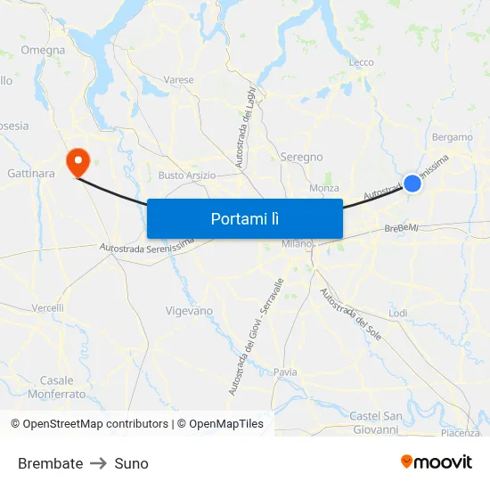 Brembate to Suno map