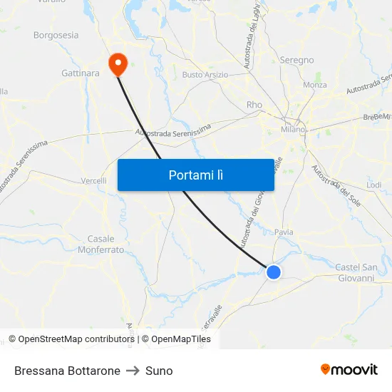 Bressana Bottarone to Suno map