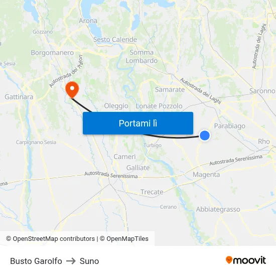 Busto Garolfo to Suno map