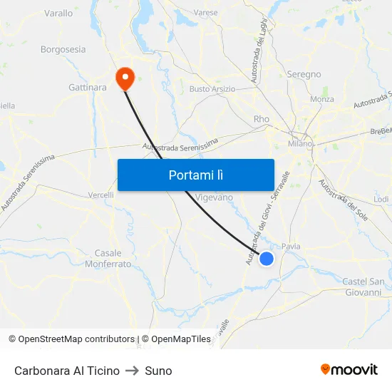 Carbonara Al Ticino to Suno map