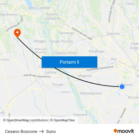 Cesano Boscone to Suno map