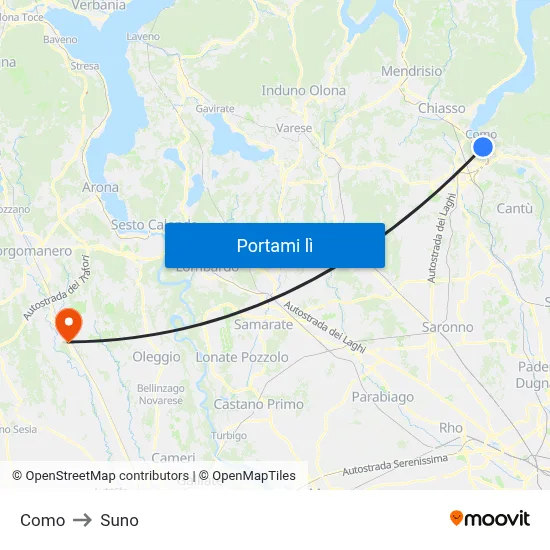 Como to Suno map