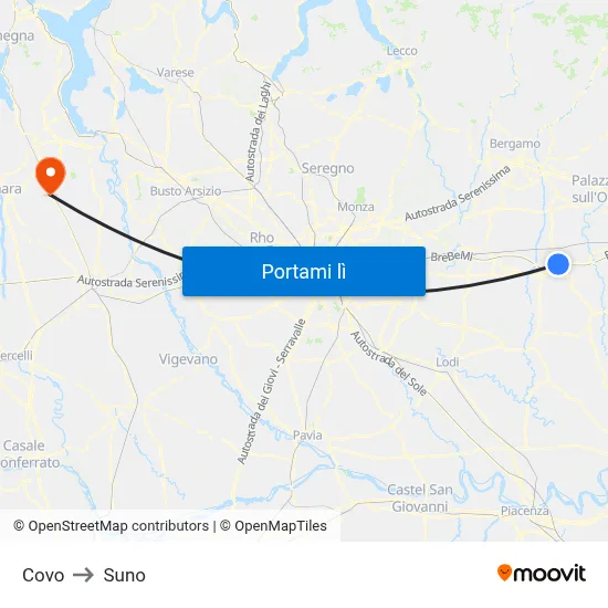 Covo to Suno map