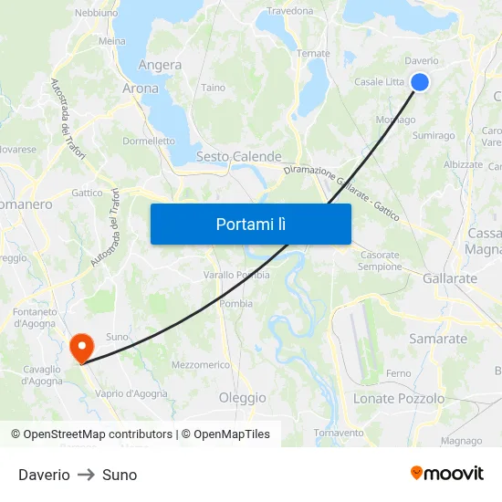 Daverio to Suno map