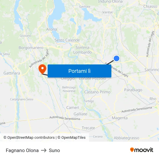 Fagnano Olona to Suno map