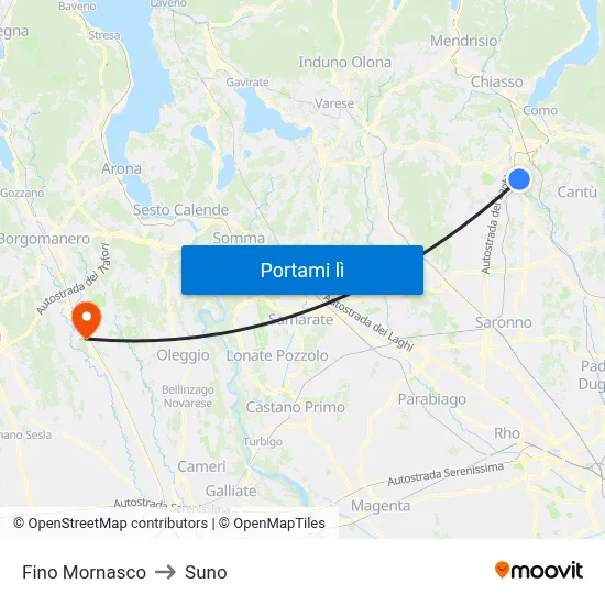 Fino Mornasco to Suno map