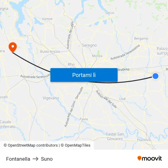 Fontanella to Suno map