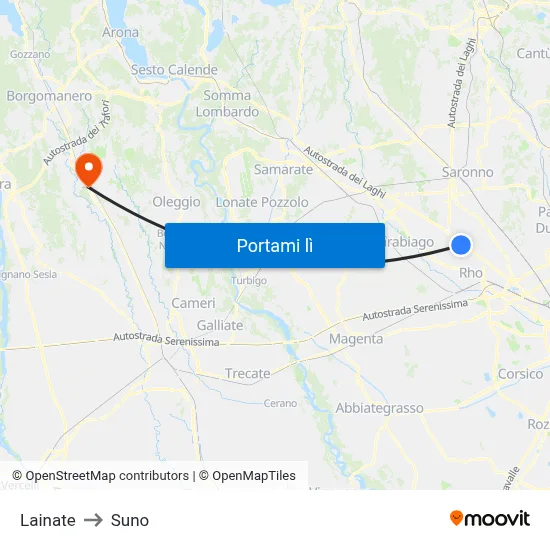 Lainate to Suno map