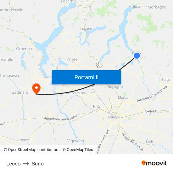Lecco to Suno map