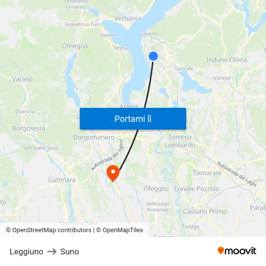 Leggiuno to Suno map