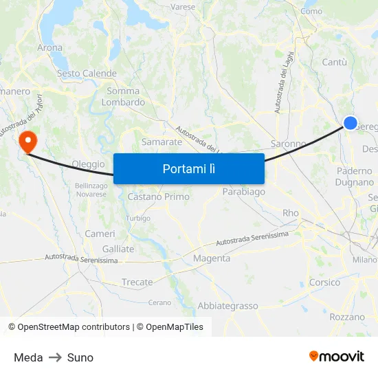 Meda to Suno map