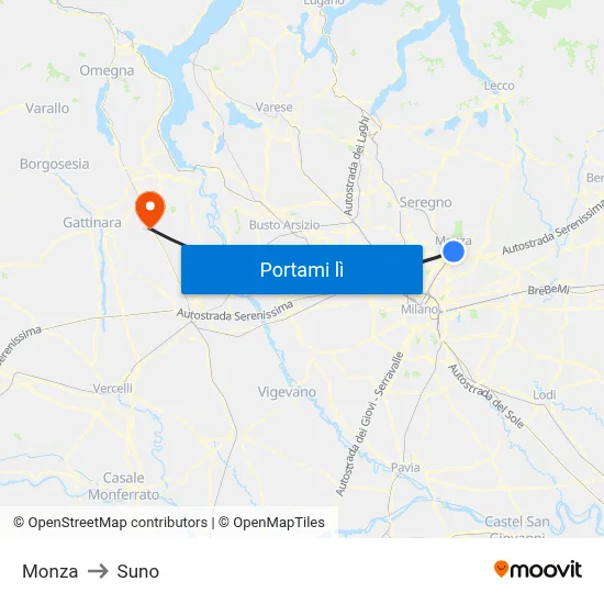 Monza to Suno map