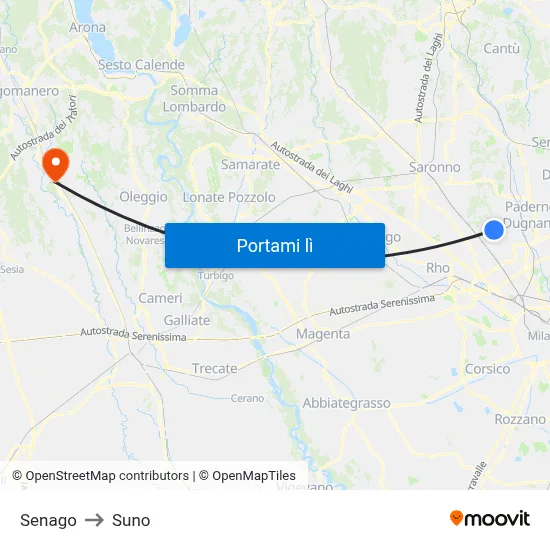 Senago to Suno map