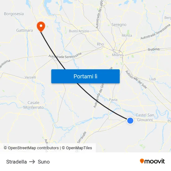Stradella to Suno map