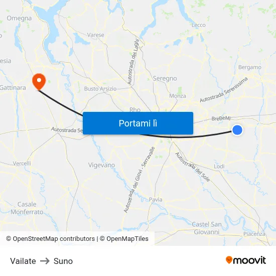 Vailate to Suno map