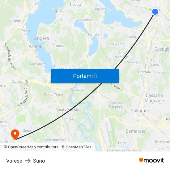 Varese to Suno map