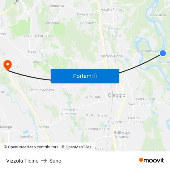 Vizzola Ticino to Suno map