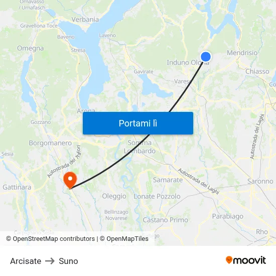Arcisate to Suno map
