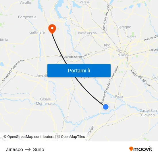 Zinasco to Suno map