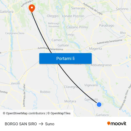 BORGO SAN SIRO to Suno map