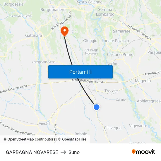 GARBAGNA NOVARESE to Suno map