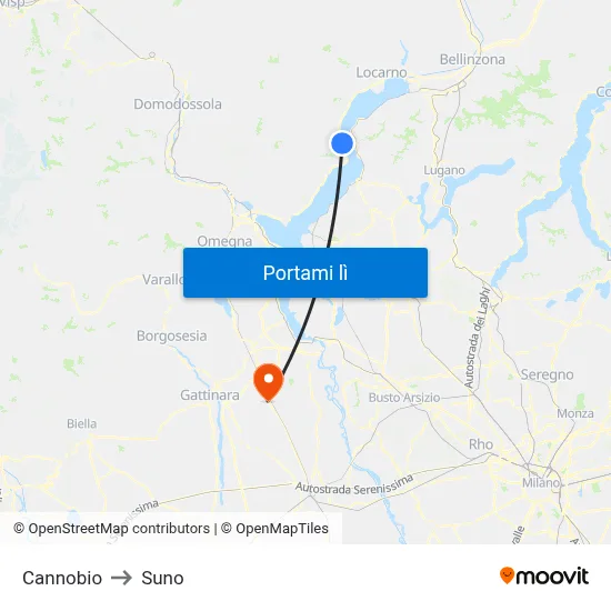 Cannobio to Suno map