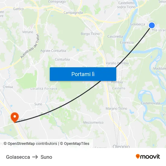 Golasecca to Suno map